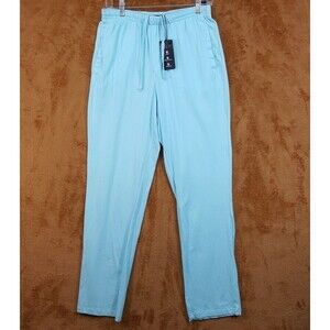ALFANI Pajama Pants Mens Small Turquoise Blue Straight Leg Drawstring Cotton